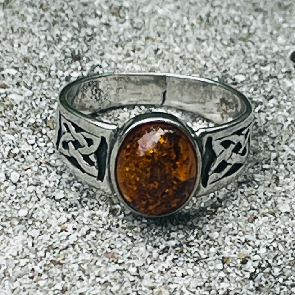Macy's Silver Ring With Amber Stone - image 4